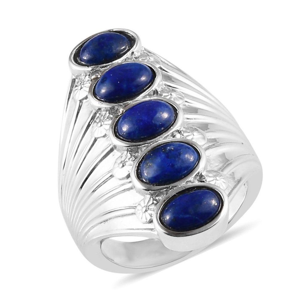 Lapis Lazuli Ring in Stainless Steel Size 5